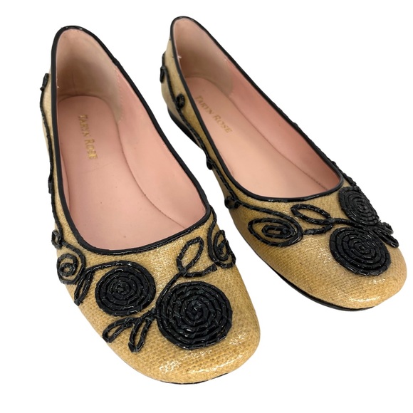 Taryn Rose Bubka Embroidered Coated Canvas Leather Flats Size 7.5 - Picture 4 of 13
